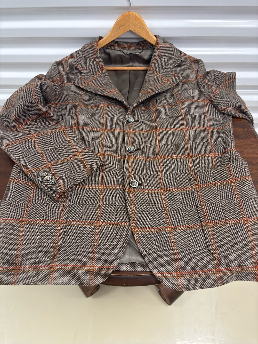 Italian Brown Windowpane Wool-Blend Sport Coat